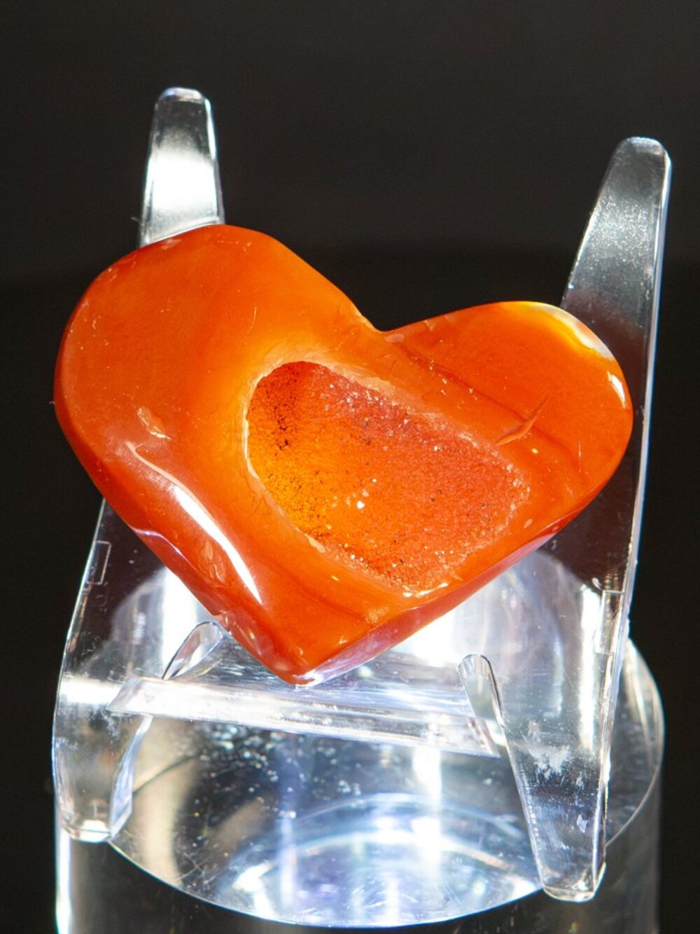 🔥 Carnelian Crystal Heart with Sparkling Druzy Pocket ✨